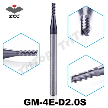 

5pcs/lot free shipping ZCC GM-4E-D2.0S Cemented Carbide 4 flute 2mm flattened end mills with straight shank cnc milling cutter