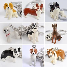Can wholesale gift three-dimensional pet dog keychains hand-painted craft pendants Border Collie shelti HUSKY Metal key chain border collie car stickers decorating dog accessories