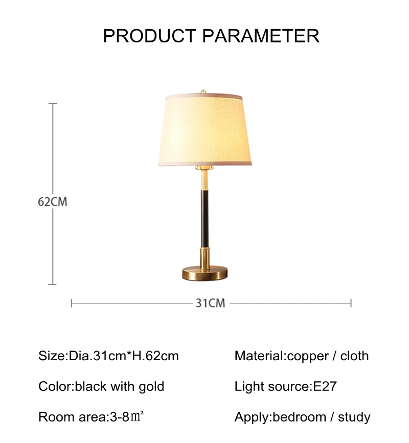Современный простой медь Настольная лампа Европейский стиль лампа для чтения E27 светодио дный стол свет гостиная, спальня Ресторан