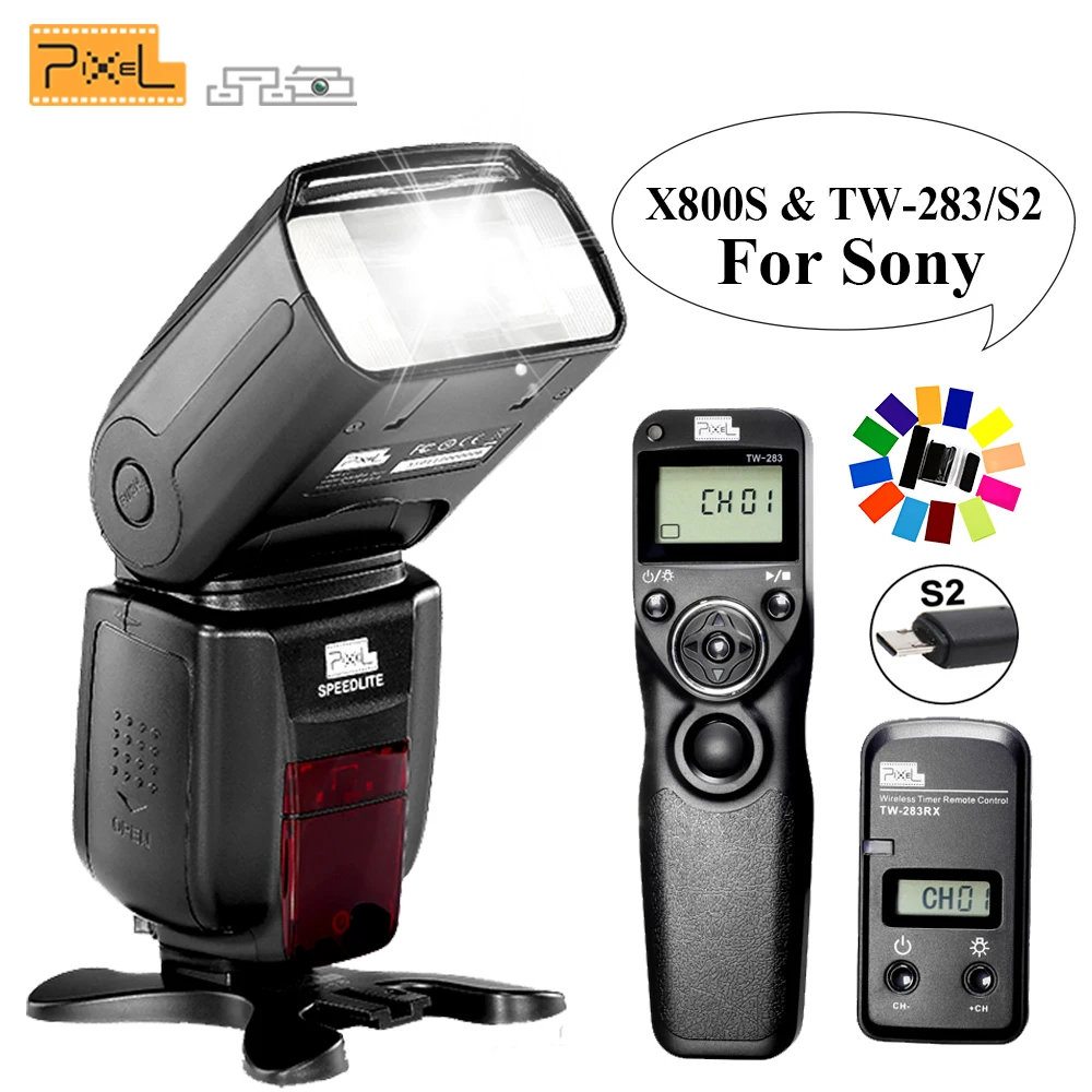 

Pixel X800S Flash Speedlite & TW-283/S2 Wireless Timer Remote Control Shutter Release For Sony A58 A6000 A3000 A7 A7S A7II DSLR