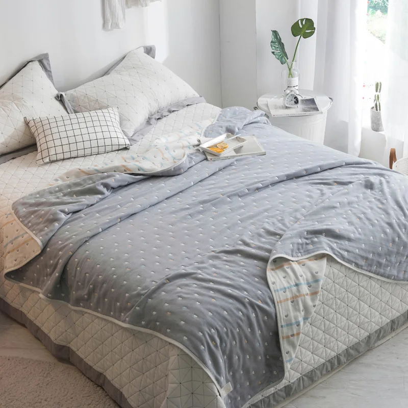 6 Слои хлопок марлевые одеяла мягкие летние покрывало 150*200 200*240 см крашенная в пряже геометрический дышащая диван-кровать Одеяло - Цвет: 4