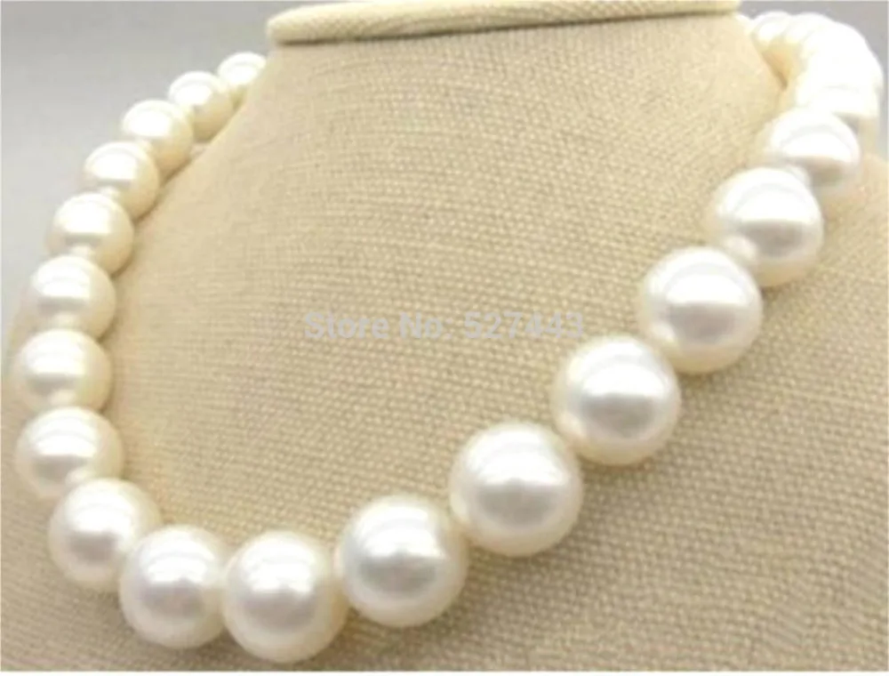 

Wholesale fast 18INCH 12-13MM GENUINE SOUTH SEA ROUND WHITE PEARL NECKLACE