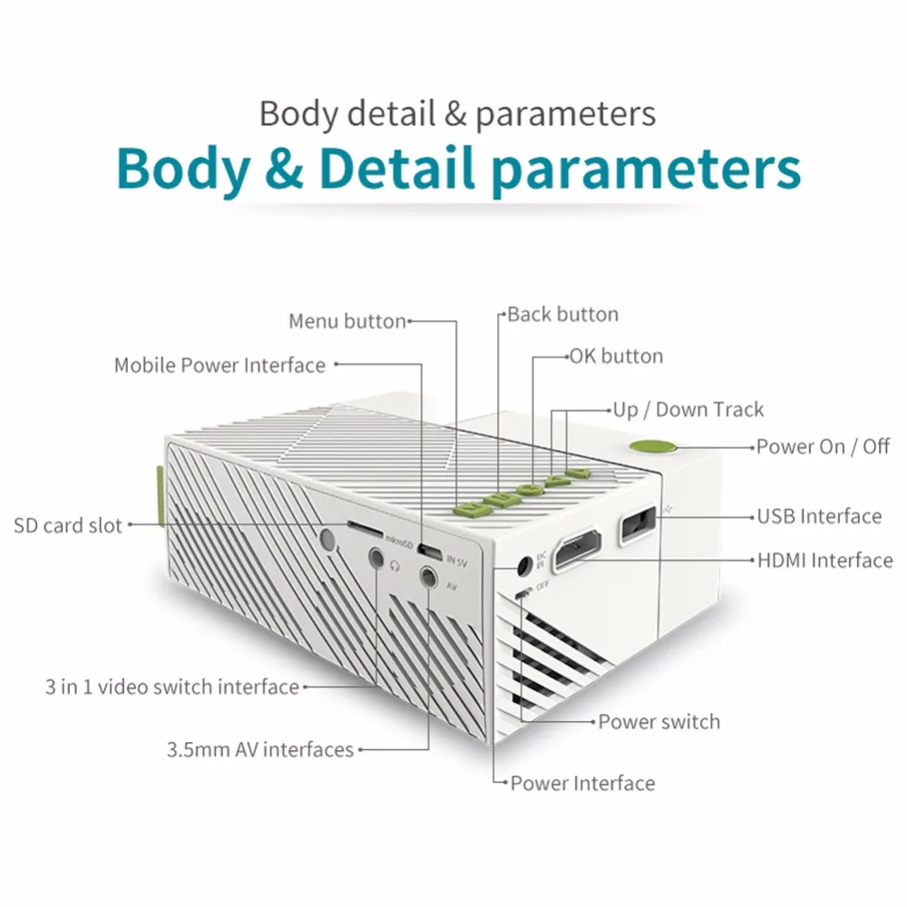 UK Standard Mobile Portable LCD Projector Built-in Speaker Home Theater Movie Mini Projector Home Cinema System DLP HDMI Video UK Standard Mobile Portable LCD Projector Built-in Speaker Home Theater Movie Mini Projector Home Cinema System DLP HDMI Video