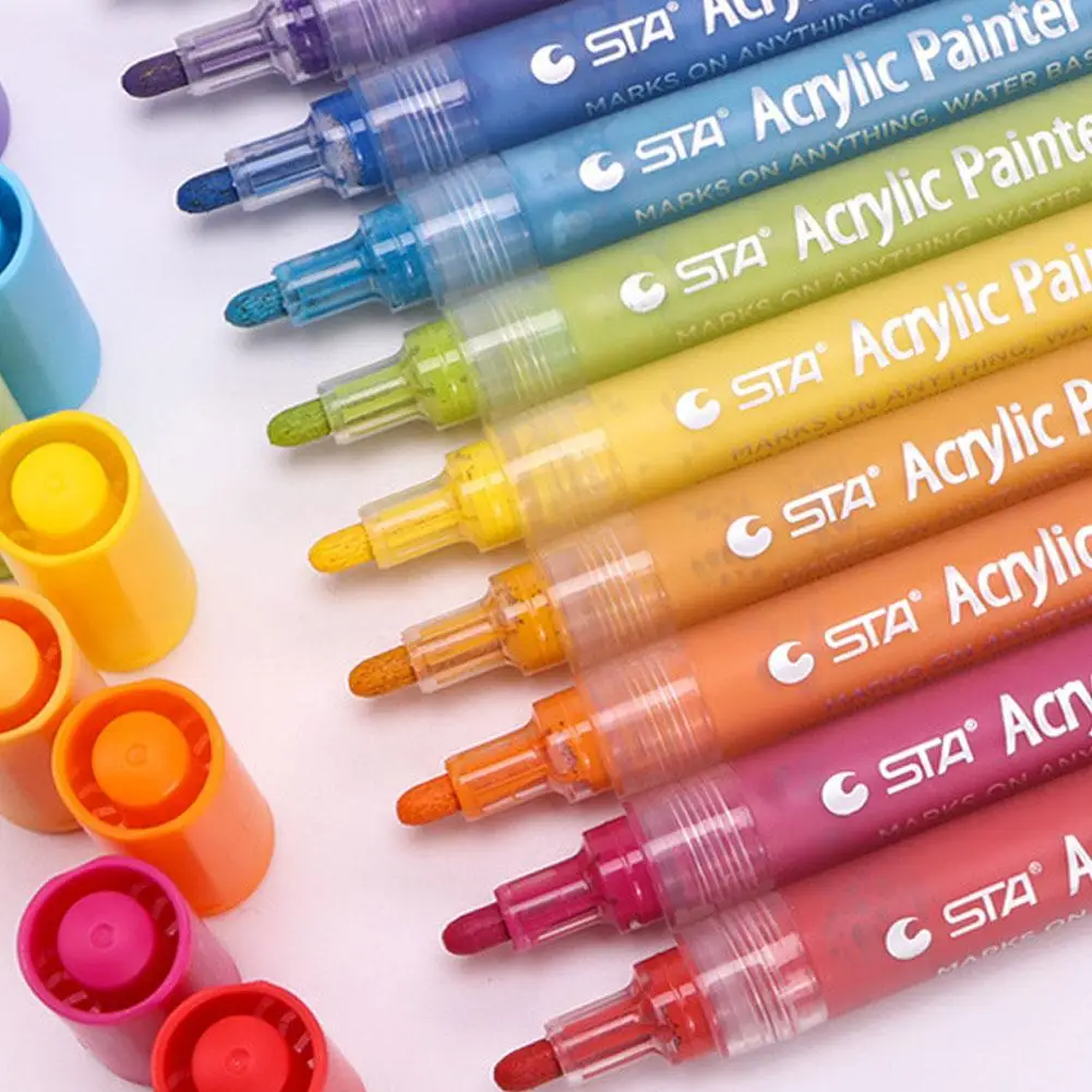 

Sale 12/24 Colors Acrylic Painting Kids Artist Colored Drawing Mug Fabric Marker Pen
