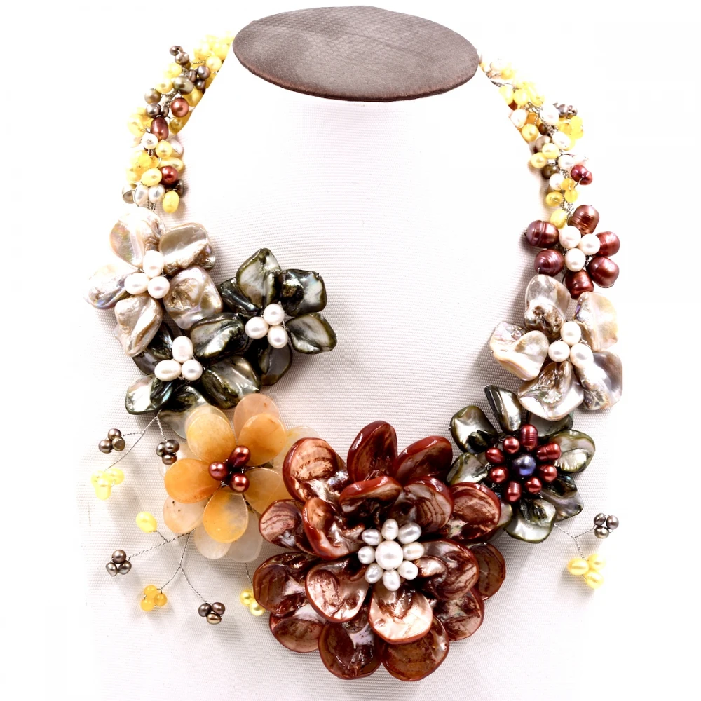 Ожерелье чокер с желтым камнем и жемчугом 2017|mother of pearl|necklace chokerspearl choker |