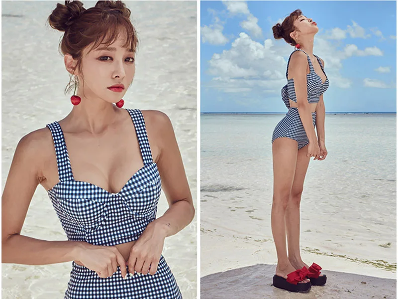 Sexy-High-Waist-Bikini-Women-Swimwear-Bathing-Triangle-Suits-Retro-Plaid-Girls-Back-Tie-With-Bow-Push-up-Padded-Bra-Bikini-Set-SCL577 (6)