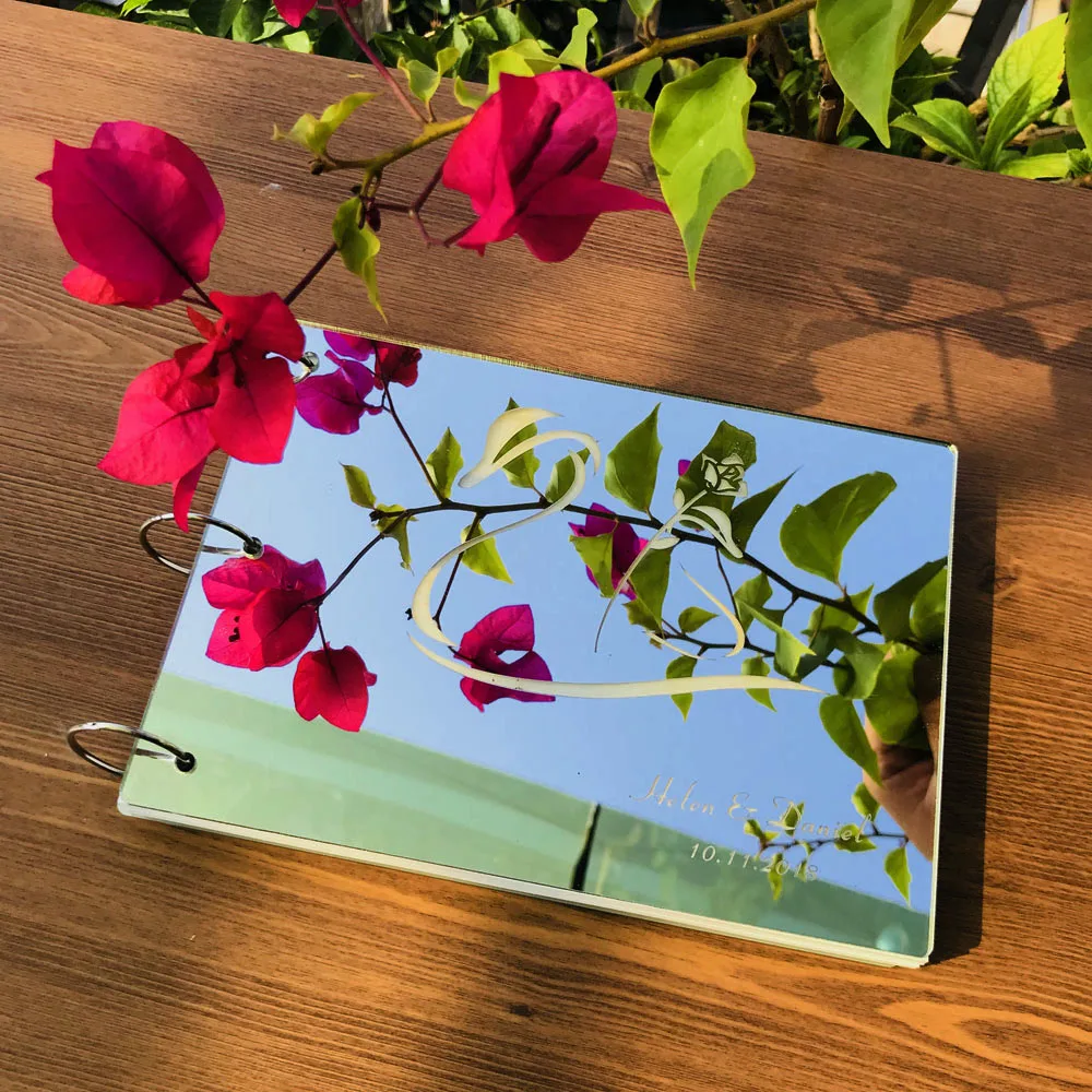 Personalized Wedding GuestBook A5 Size Mirror Silver Gold Wedding Gift Wedding Reception Book Custom Name Guest Book (4)