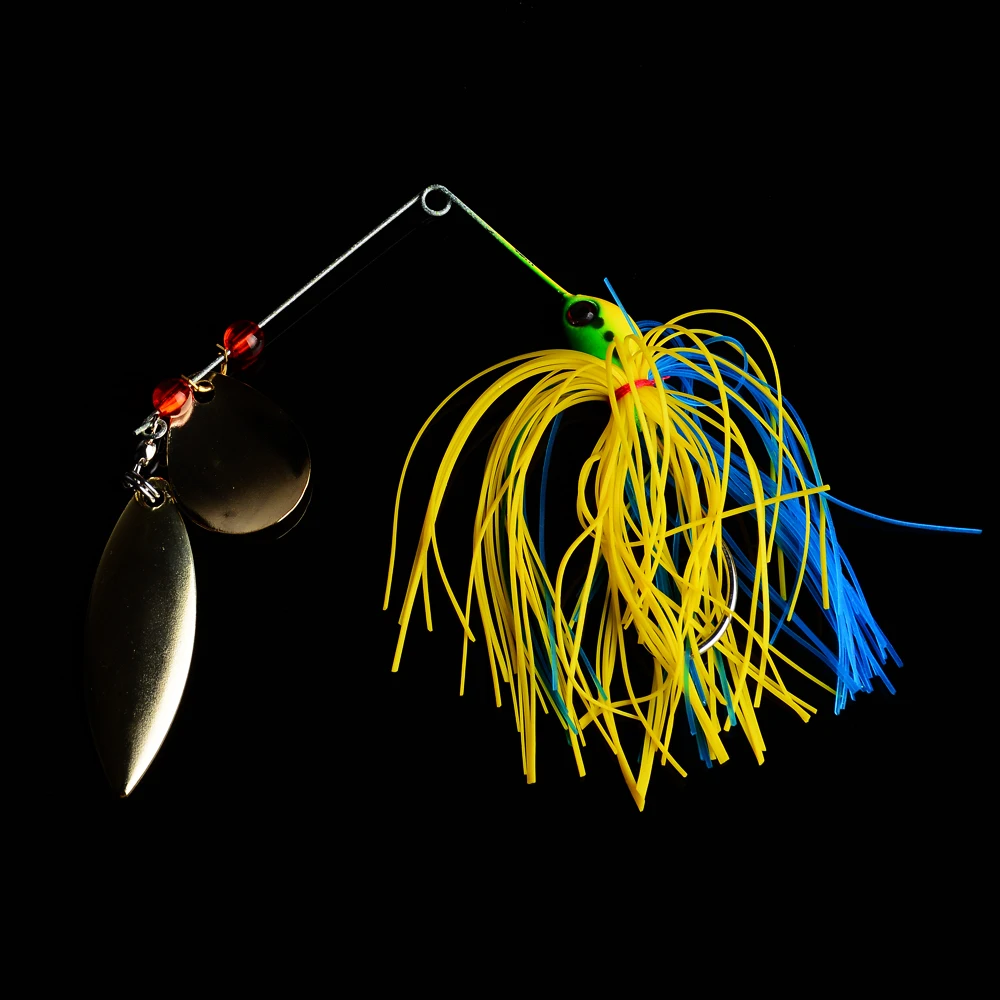 YUZI spinnerbaits rotación lentejuelas cabeza de plomo pelusa pike pesca señuelos buzzbaits poca grasa 16,3G isca pesca aborda