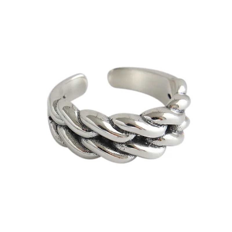 F.I.N.S стерлингового серебра 925 палец кольца для женщин Толстая цепь твист регулируемое кольцо женское для украшения ювелирные изделия - Цвет основного камня: Silver