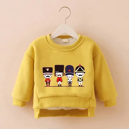 Коллекция года, зимние толстовки для маленьких девочек утепленная детская одежда с длинными рукавами и круглым вырезом - Цвет: Золотой