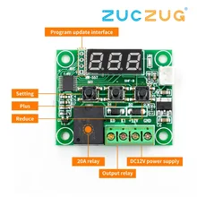 W1209 DC 12V Termostato digital LED termómetro de Control de temperatura Módulo de interruptor de controlador térmico + Sensor NTC