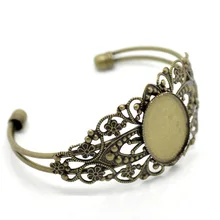 8 сезонов Винтаж античный бронзовый цветок камея браслеты со вставкой 17 см(подходит 25x18 мм), продается за пакет из 4