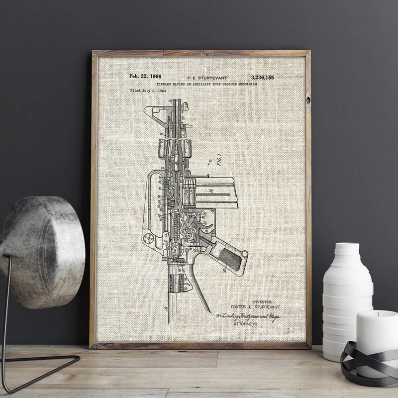 M16 Gun Prints Poster Military Decorations