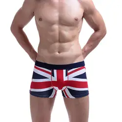 Нижнее белье мужчины боксеры бренд сексуальный! Принтом в виде британского флага, хлопковые мягкие комфортные трусики из «дышащей» ткани
