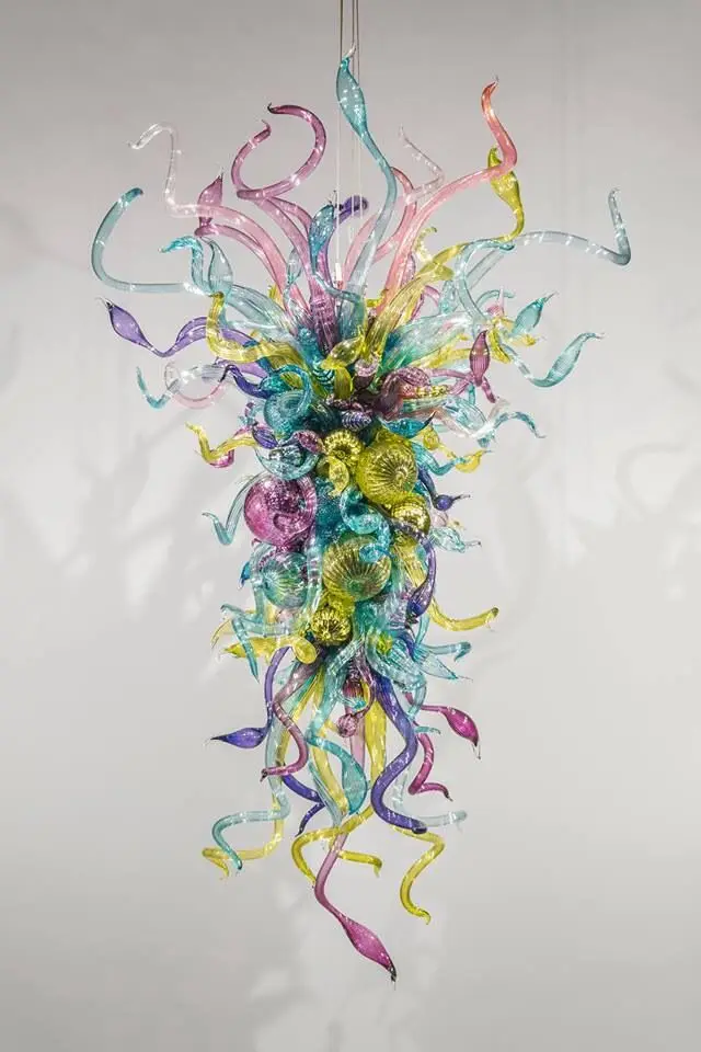 

Colorful Hand Blown Glass American Chandelier for Sale