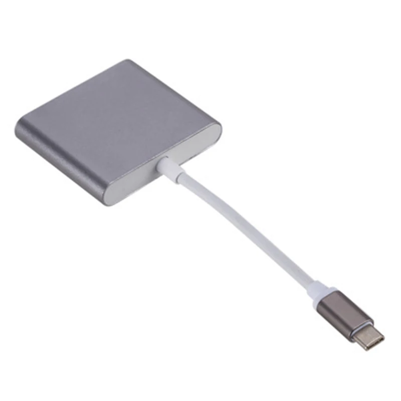 Rovtop USB 3,1 type C к HDMI USB 3,0 зарядный адаптер конвертер 3 в 1 USB-C концентратор адаптер для MacBook Pro Pixel samsung Z2 - Цвет: Gray