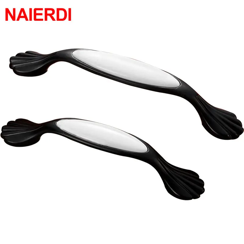 Black White Ceramic Cabinet Handles Zinc Alloy European Cabinet Pulls Drawer Knobs Wardrobe Door Handle Furniture Handle