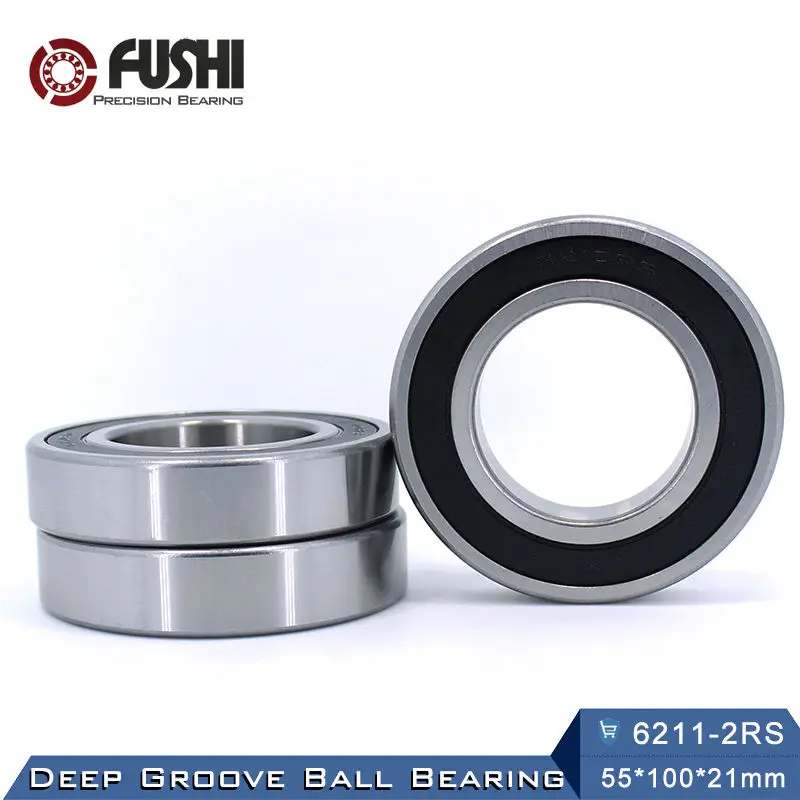 6211RS Bearing ABEC-3 (1 PCS) 55x100x21 mm Deep Groove 6211-2RS Ball Bearings 6211RZ 180211 RZ RS 6211 2RS EMQ Quality zokol bearing 6211 n 2rs 6211 2rsn snap ring groove deep groove ball bearing 55 100 21mm