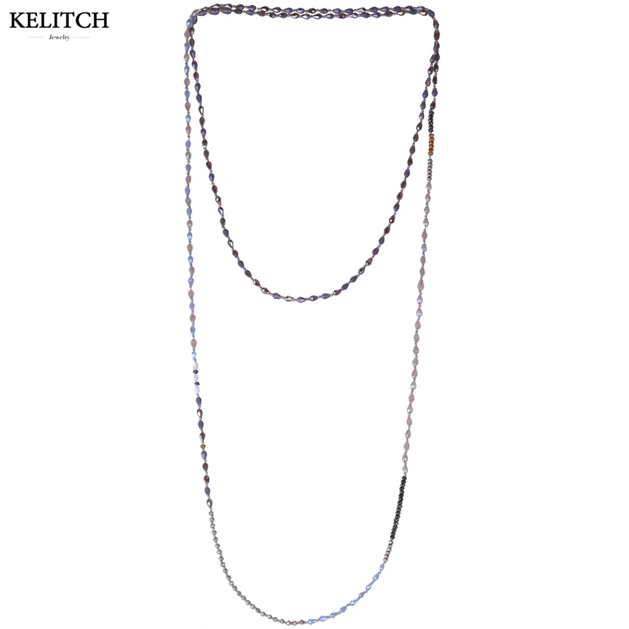 

KELITCH Necklaces Jewelry Crystal Beaded Strand Necklace Double Layers Charm Handmade Necklaces For Girls Gifts Collier