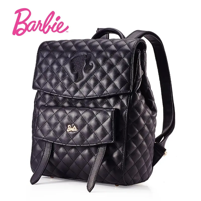 Barbie 2018 NEW fashion backpacks women backpack black Leather school bag women Casual style bags rhombic pattern soft Barbie 2018 NEW fashion backpacks women backpack black Leather school bag women Casual style bags rhombic pattern soft