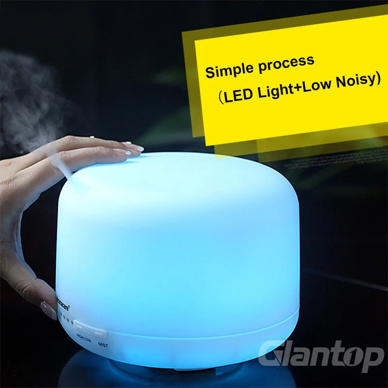 ФОТО 500ml 7 Colors Changable LED Light Essential Oil Aroma Diffuser Ultrasonic Air Humidifier High Quality Mist Maker Home & Bedroom