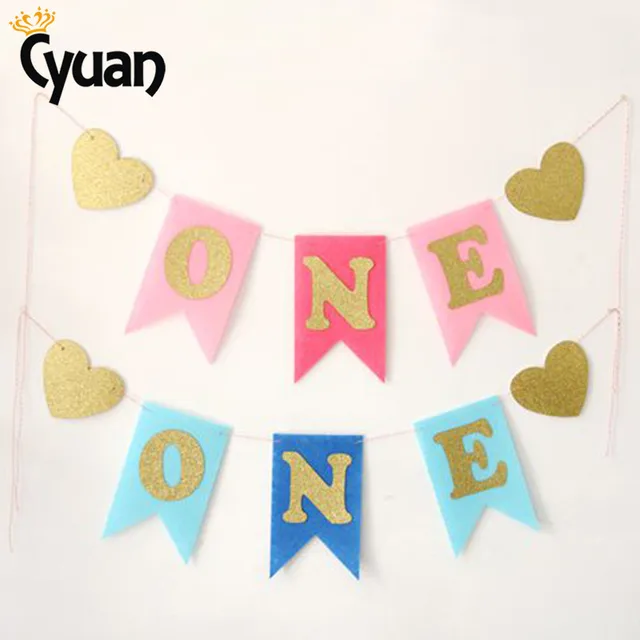 cyuan 1set one garland banner birthday party decoration baby 1
