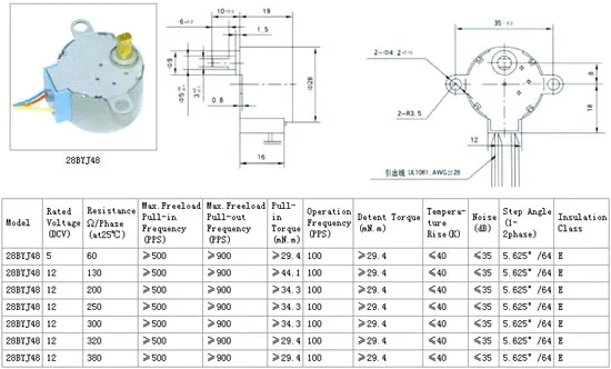 28BYJ-48 шаговый двигатель DC 12 В PIC MCU 4 фазы клапан редуктор Передаточное отношение шаговый двигатель 28byj-48-12в