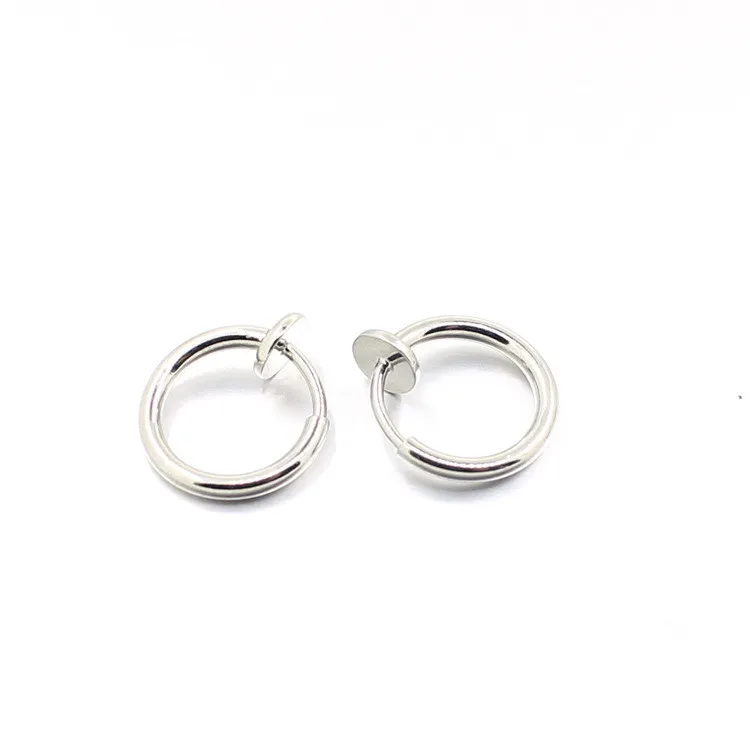 

Fashion Punk Male Hoop Pendientes Silver Gold Titanium Steel 8mm 10mm Non-piercing Hoop Huggie Earrings Jewelry For Cool Men