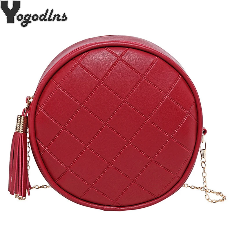 

Round Messenger Chain Bags for Women 2019 Ladies Stylish PU Leather Shoulder Handbags Girls Solid Casual Shopping Crossbody Bag