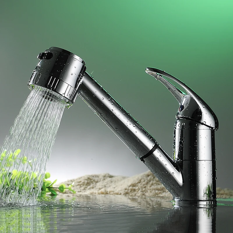 Kitchen Faucets Pull Out Chrome Crane Monobloc Sink Basins Mixer Tap