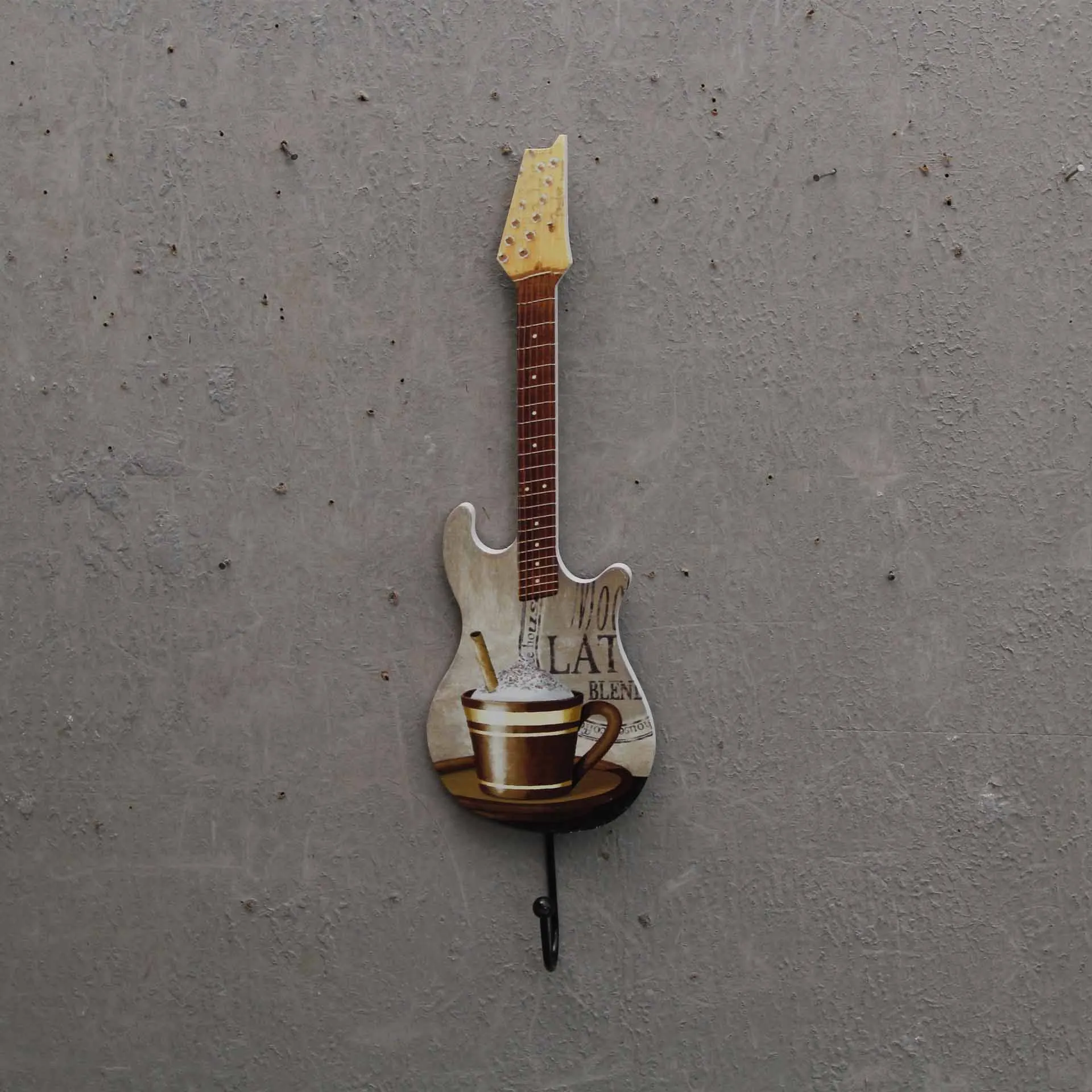Креативная деревянная наклейка для гитары крючки Ретро Подвеска Гитара Настенный декор магазин одежды Туалетная Вешалка-крючок для пальто - Цвет: 10