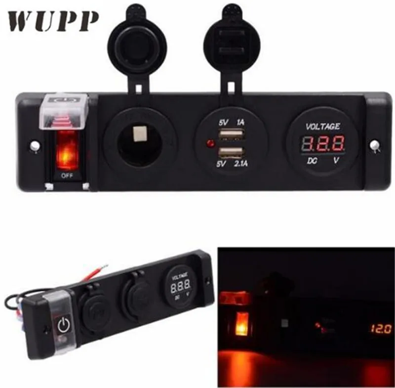 

WUPP 1Pcs DC12V Switch Panel Dual USB Voltmeter Circuit Breaker Car Boat Round Rocker ON/OFF SPST Switch Hot Sale