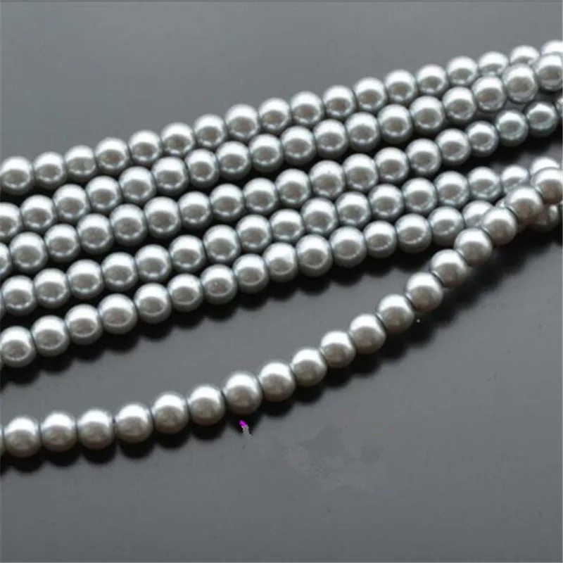 Loose 3mm 10mm Lt Grey Color Fake Pearl Diy Hand Craft Round Glass