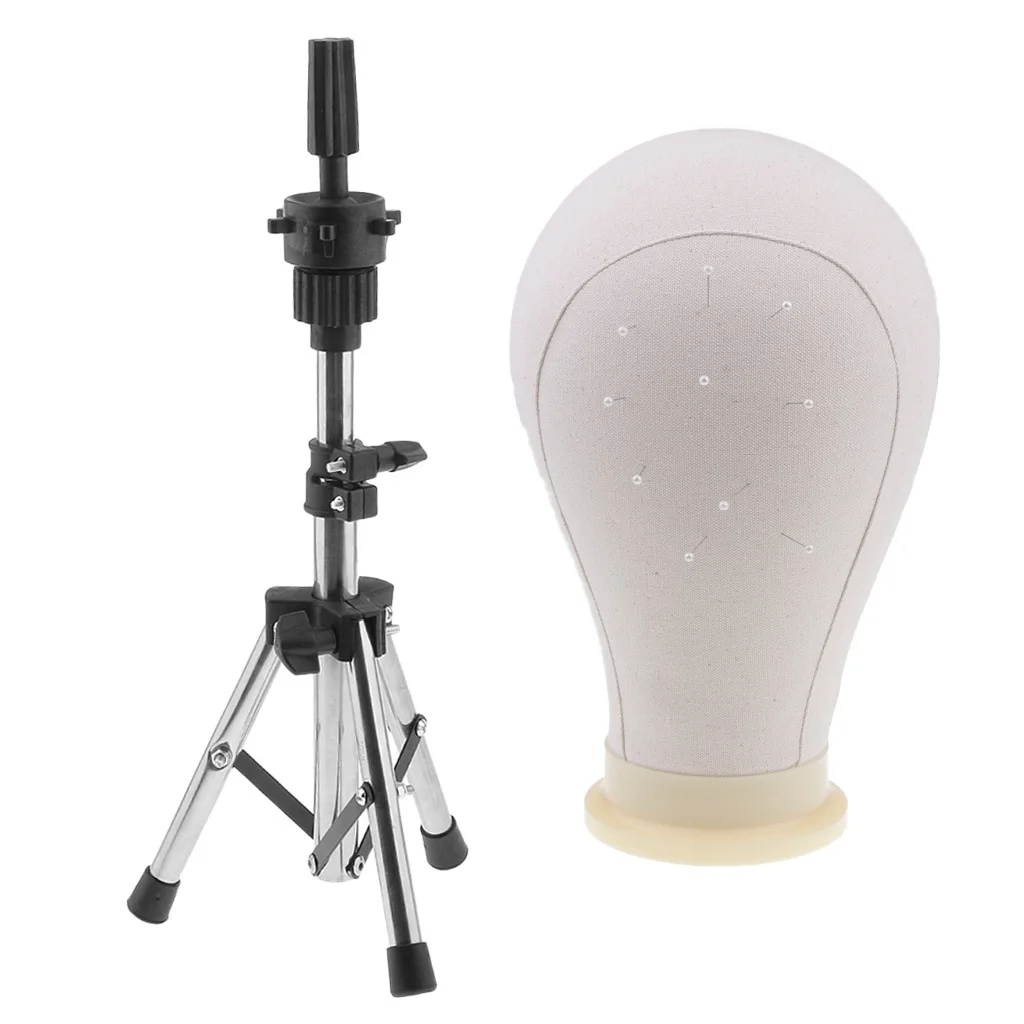 

24 inch Canvas Block Head For Wigs Making Manikin Mannequin Model with Adjustable Tripod Stand