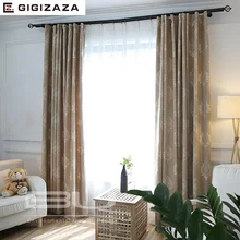 Paisley jacquard ctton blinds fabric curtain for livingroom grey pink GIGIZAZA black out custom size american style for bedroom