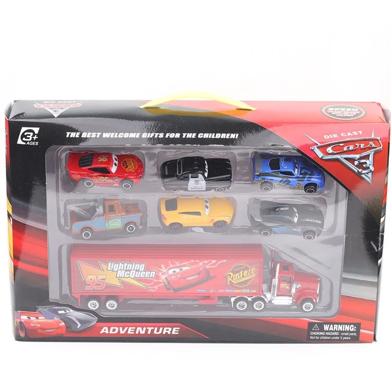 7 шт. disney Pixar Cars 3 Lightning McQueen Jackson Storm Mack Uncle Truck 1:55 литье под давлением ABS модель подарок на день рождения игрушка для детей