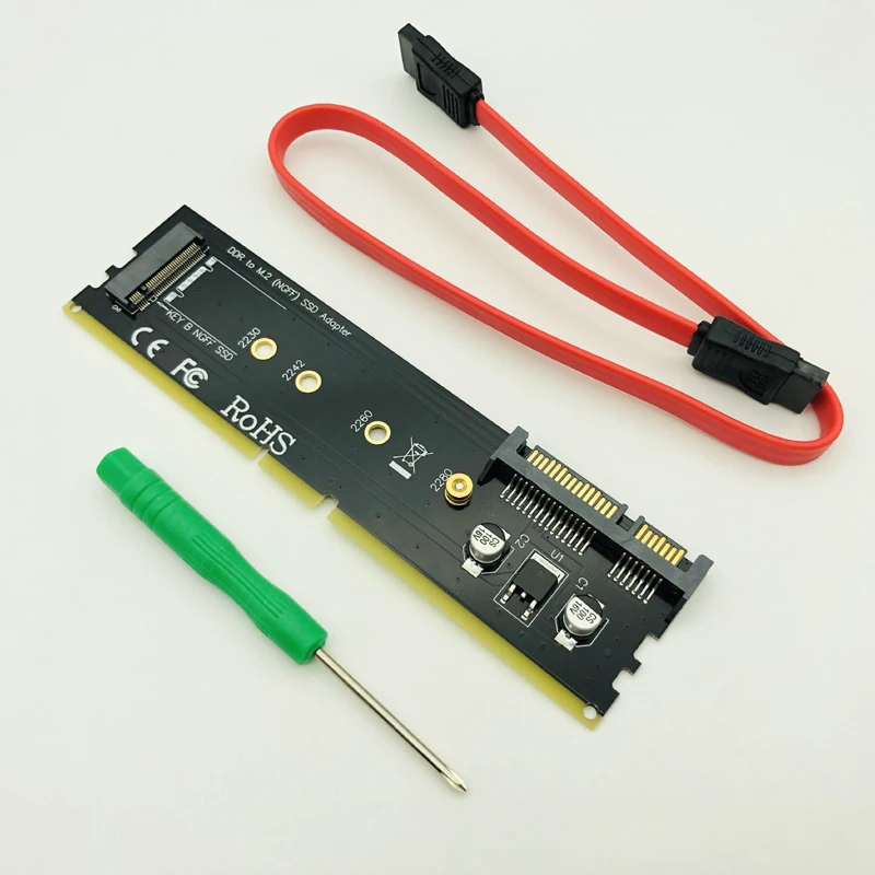 

NEW M2 SSD DDR3 Adapter DDR to M.2 SSD Raiser Riser Card M.2 NGFF B Key Connector SATA Power 7Pin SATA Port Connect Motherboard