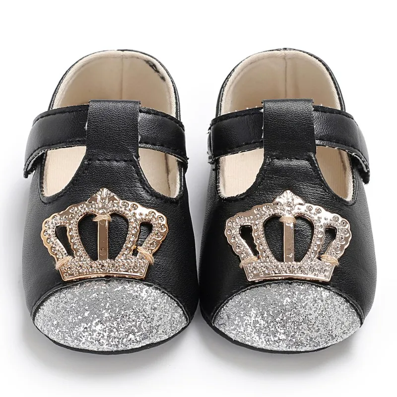 Детская обувь; сезон весна-осень; обувь принцессы из искусственной кожи для новорожденных девочек; обувь принцессы из искусственной кожи с короной; Новинка - Цвет: 90B