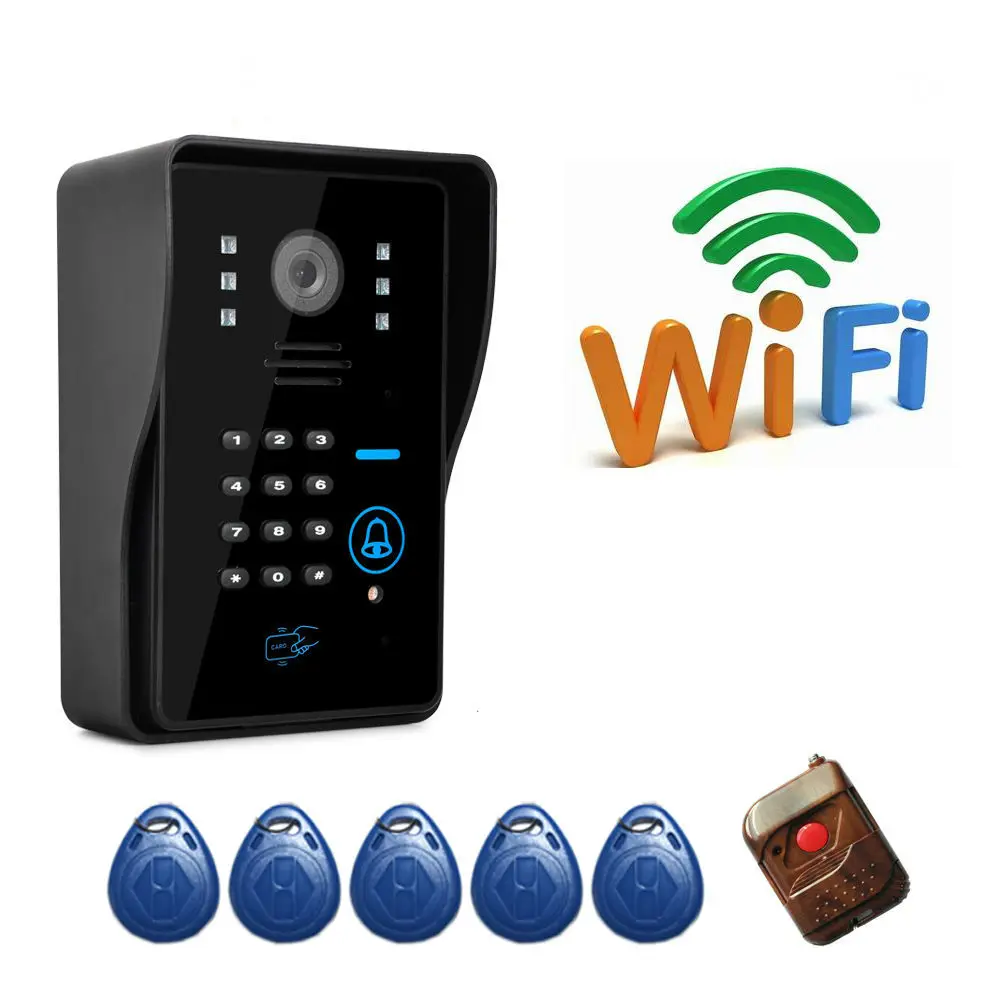 Wireless WiFi Remote Video Door Phone Intercom Doorbell Camera P2P Cloud with RFID Keyfobs,Remote Controller App android IOS