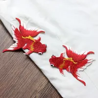Buy AHYONNIEX Brand Black Golden Red Fish Embroidered Patches Sewing Stickers for Clothing Online - Image 5