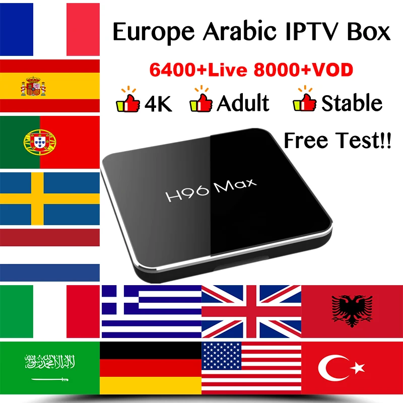 H96 max android tv box+ Франция iptv Full HD Французский Испанский Бельгия голландский Польша Великобритания италия Швеция xxx подписка smart 4k tv box