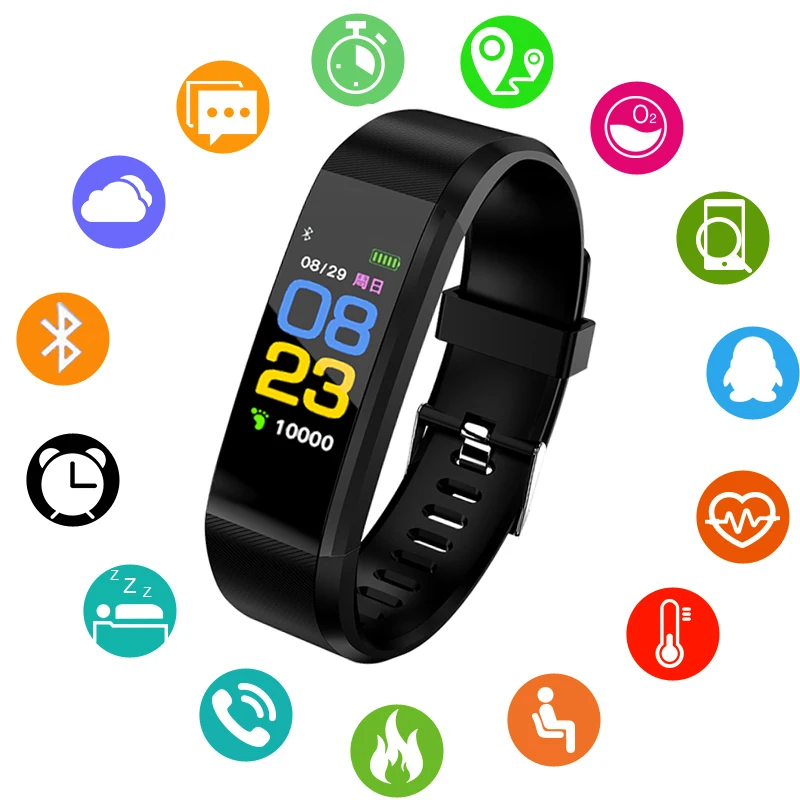 

2018 New smart Bracelet Heart Rate Blood Pressure Monitoring Sport Smart wristband LED Color Screen Fitness Tracker PK mi band 3