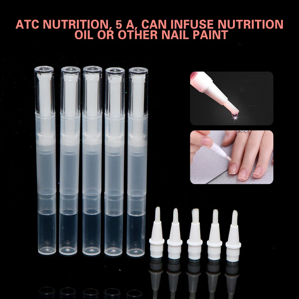 

5Pcs/Set 3ml Nail Nutrition Oil Empty Pen Botttle with Brush Applicator Portable Cosmetic Tool Makeup Container Bottle TSLM2