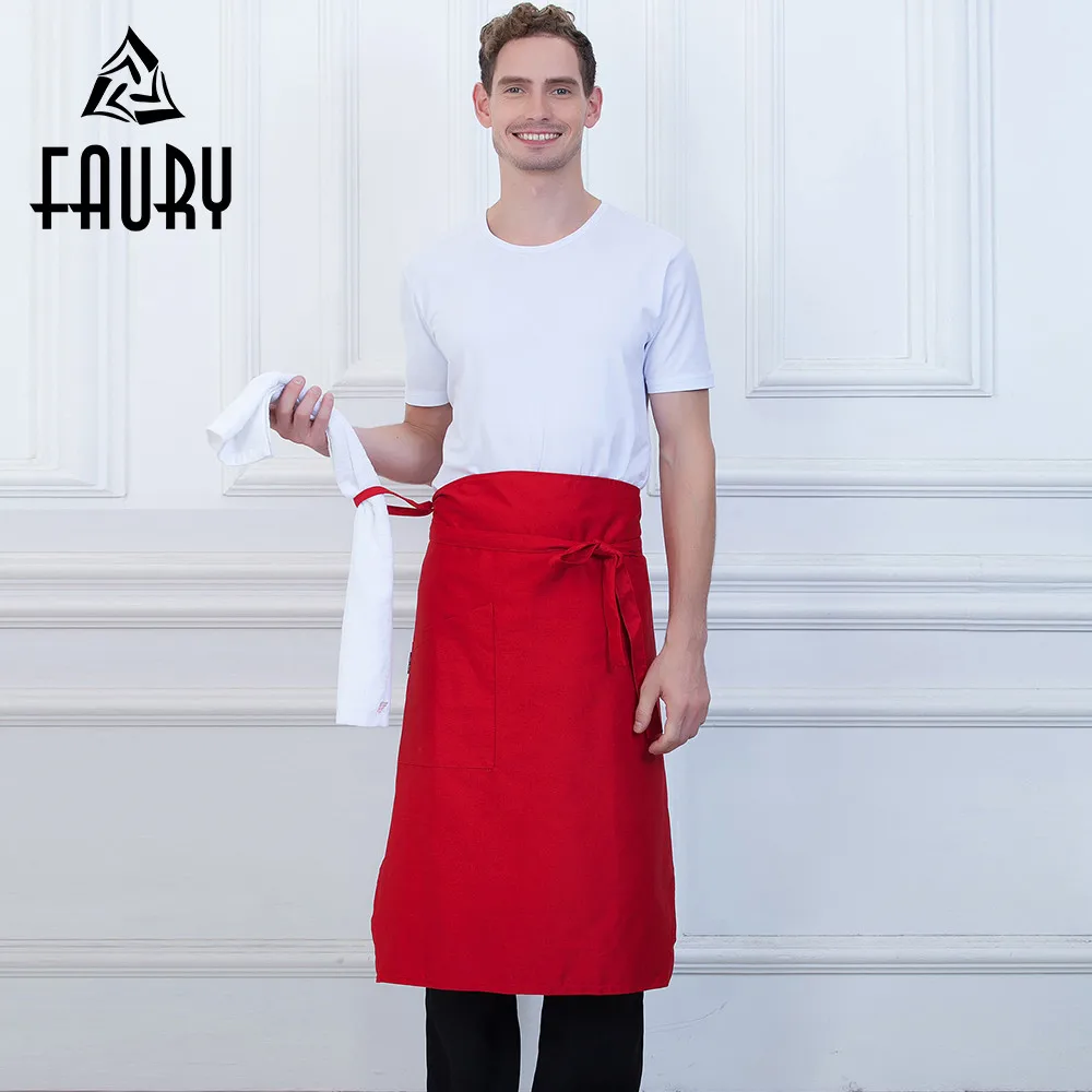 Unisex Solid Restaurant Chef Apron Striped Adjustable Pocket Food