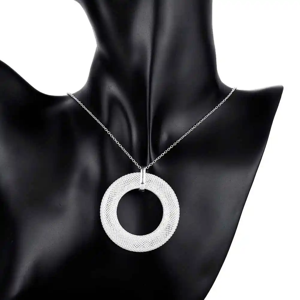 Хит продаж новинка распродажа Серебряный кулон сеть круг ожерелье 2015 joias CP054|silver