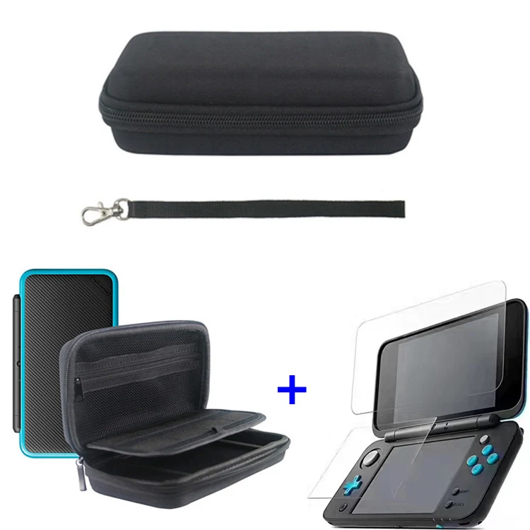 

For Nintendo New 2DS LL/XL Game Console Travel Storage Bag Nylon Hard Carrying Case Cover Handle Bag+Tempered Screen Protector