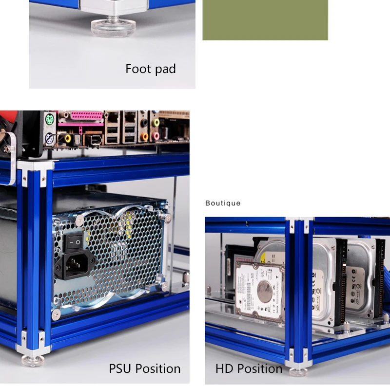 QDIY PC-JMK DIY алюминиевый сплав ATX материнская плата ПК Шасси в корпусе открытая голая рамка горизонтальная водяная охлаждающая платформа компьютерный чехол