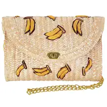 LJL-соломенная сумка через плечо, вязаная крючком, с бахромой, модная рафия, клатч, банан