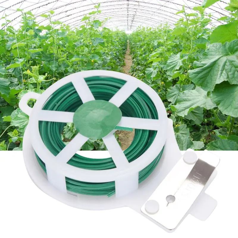 

50m Green Coated Plant Twist Tie Wire String DIY for Garden Support Strap Bonsai Outlet Cable with Cutter