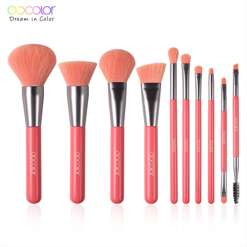

Docolor 10Pcs Neon Makeup Brushes Set Professional Powder Foundation Eyeshadow Make Up Brushes Cosmetics Soft Synthetic Hair